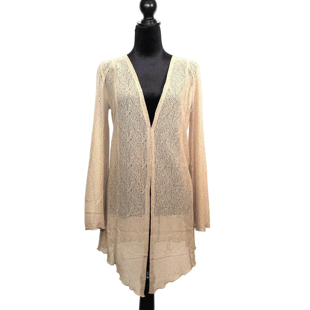 Colleen Lopez Lightweight Knit Long Cardigan - Womens Small - Camel - NWOT